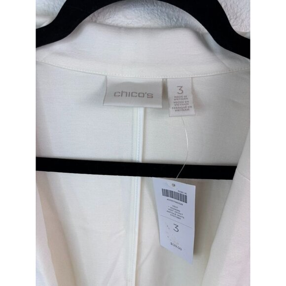 Chico's women's 3 or XL ivory sleeveless collared open front vest jacket NWT - Picture 2 of 7